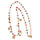 Amore necklace with dangle charms and red and brown beads, rosé 925 silver, Agios Gioielli s3