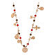 Collier Amore argent 925 rosé grains rouges bruns et breloques Benedictus s1