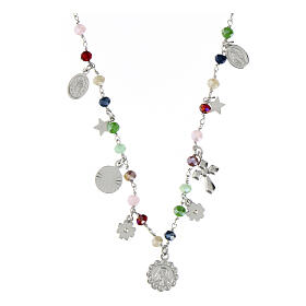 Collana Amore grani verde rosa Agios argento 925