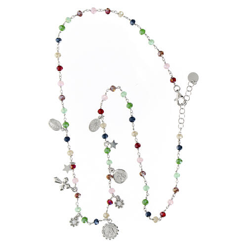 Agios silver necklace green pink beads Amore 4