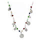 Agios silver necklace green pink beads Amore s1