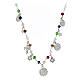Agios silver necklace green pink beads Amore s3