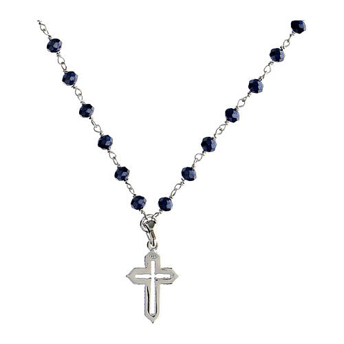 Collana Coloribus blu croce zirconi rosa Agios argento 925 3