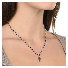 Cross necklace Coloribus blue pink zircons Agios