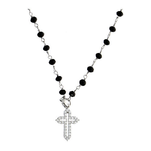Collar Coloribus granos negros cruz zirconada Agios 1