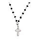 Collier Coloribus grains noirs croix zircons blancs Agios s3
