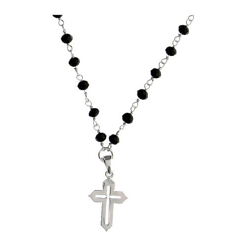 Coloribus necklace black beads with zircon cross Agios 2