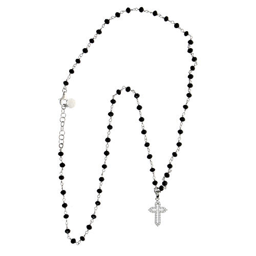 Coloribus necklace black beads with zircon cross Agios 3