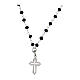 Coloribus necklace black beads with zircon cross Agios s2