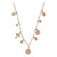 Amore necklace with dangle charms and pink beads, rosé 925 silver, Agios Gioielli s1
