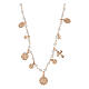 Amore necklace with dangle charms and pink beads, rosé 925 silver, Agios Gioielli s2