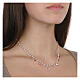 Collana grani rosa charm medaglie Amore Agios argento 925 s2