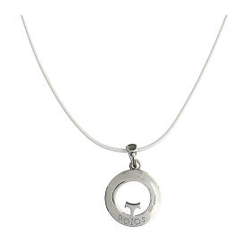 Numisma necklace by Agios, white rope and silver pendant with tau cross