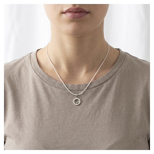 Collana Numisma corda bianca Tau argento 925 Benedictus 2