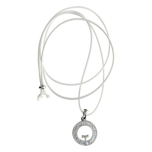 Collana Numisma corda bianca Tau argento 925 Benedictus 4