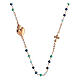 Agios Sacred Heart necklace of rosé 925 silver, green and blue beads s1