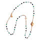 Collana Sacro Cuore argento rosé grani celeste verde Agios s4