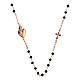 Agios Sacred Heart choker of rosé 925 silver, black beads s1