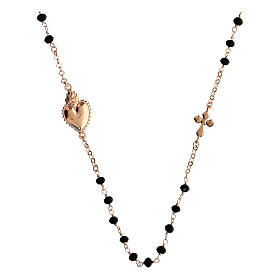 Rose silver necklace with black zircons Sacred Heart Agios