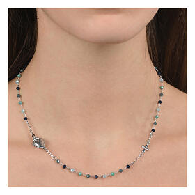 Girocollo Sacro Cuore argento rodiato multi celeste Agios