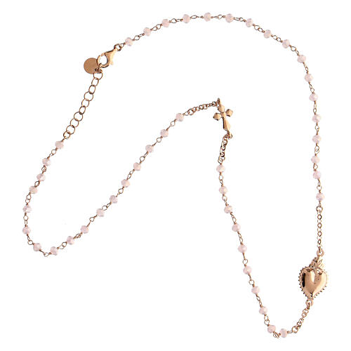 Collier ras de cou argent 925 rosé grains rose pâle Sacré Coeur Agios 4