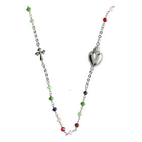Sacred Heart chocker by Agios, 925 silver, multicoloured beads