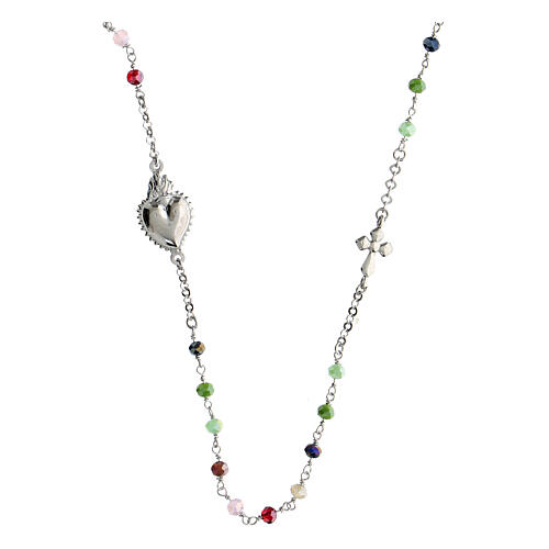 Sacred Heart chocker by Agios, 925 silver, multicoloured beads 1