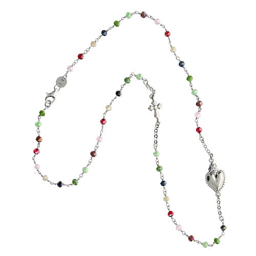 Collar gargantilla Sagrado Corazón granos rosas plata rosada Benedictus 4