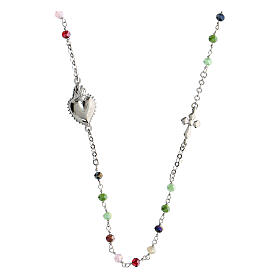Girocollo Sacro Cuore rodiato multicolore rosa Agios argento 925