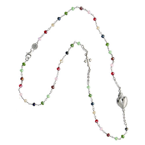 Girocollo Sacro Cuore rodiato multicolore rosa Agios argento 925 4