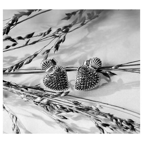 Boucles d'oreilles Sacrum Cor zircons blancs argent 925 rhodié Agios 5