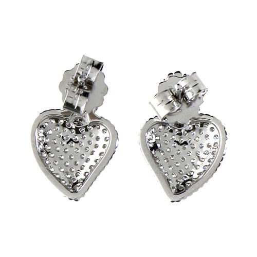 Sacred heart earrings in silver with white zircons 3