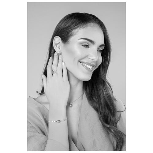 Sacred heart earrings in silver with white zircons 4