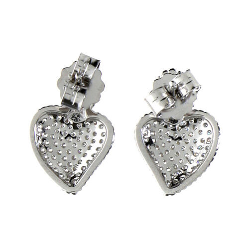 Sacred heart earrings in silver with white zircons 6