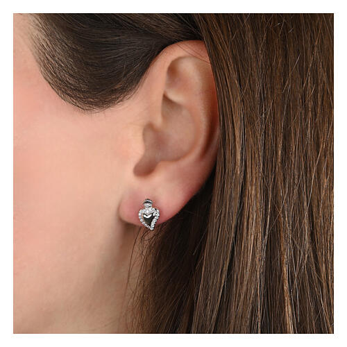 Boucles d'oreilles O Sacrum Cor argent 925 rhodié zircons blancs Agios 2