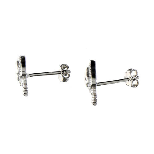 Agios rhodium-plated Sacred Heart earrings with white zircons 3