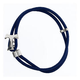 Agios bracelet of blue nautical rope with tau cross, 925 silver