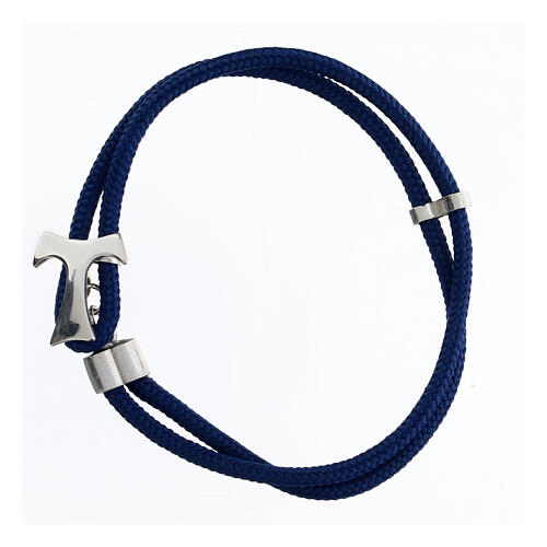 Agios bracelet of blue nautical rope with tau cross, 925 silver 1