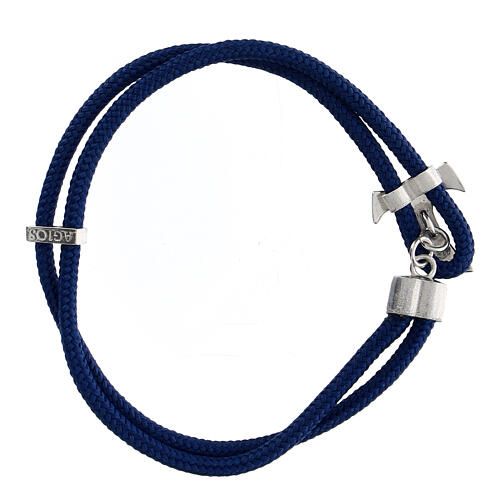Agios bracelet of blue nautical rope with tau cross, 925 silver 2