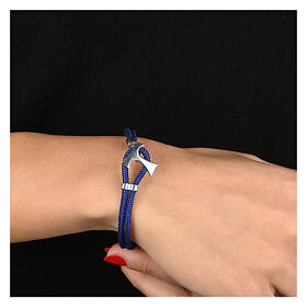 Bracelet Agios cordage bleu tau argent 925