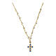 Agios necklace with pearls, gold plated cross with blue rhinestones s2