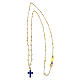 Agios necklace with pearls, gold plated cross with blue rhinestones s3