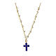 Gold-plated cross necklace Agios with blue zircon s1