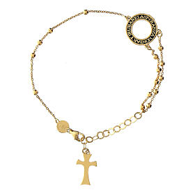 Rosary bracelet Agios, burnished gold plated 925 silver, round cut-out medal
