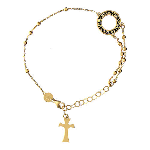 Rosary bracelet Agios, burnished gold plated 925 silver, round cut-out medal 1