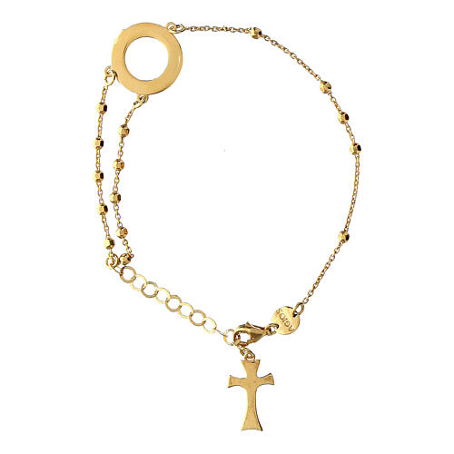 Agios burnished gold-plated cross rosary bracelet 2