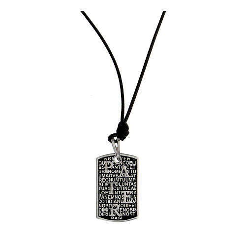 Collar Benedictus placa Pater plata 925 1