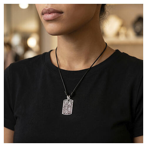 Collar Benedictus placa Pater plata 925 2