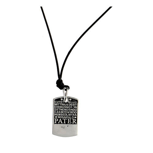 Collar Benedictus placa Pater plata 925 3