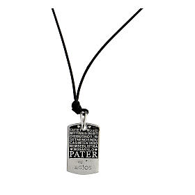 Collana Agios targa Pater argento 925 